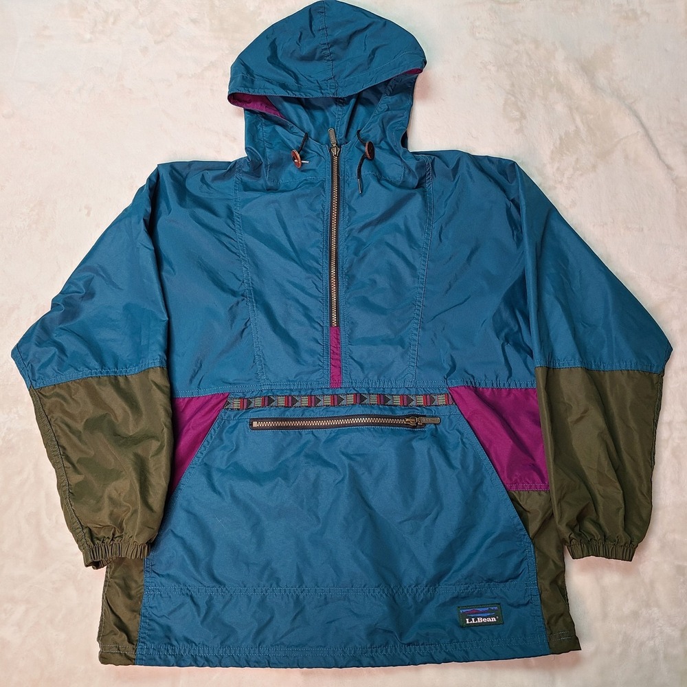 Vintage LL Bean Women's Size Medium Windbreaker Aztec Anorak Pullover USA MADE